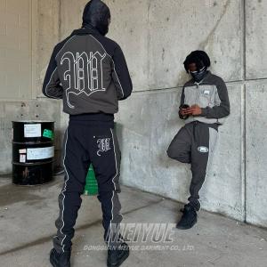 Buy cheap Polyester Men's 2 Piece Jogger Set Patchwork Tracksuit Jacket And Track Pants Windproof from wholesalers