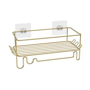 Single Tier Metal Bathroom Shower Caddy Towel Storage Shelf Bolt Inserting Type