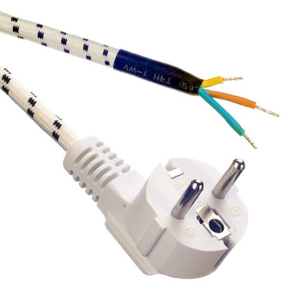 Buy cheap Insulation of PVC/Rubber VDE Standard 16A/250V Power Cord Extension Cord for Household Appliances 3 Prong Cotton Braided AC Cord from wholesalers