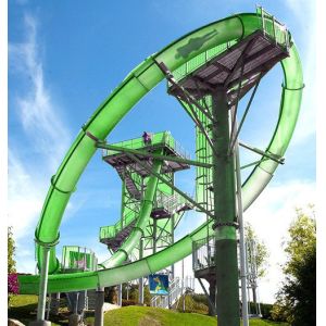 Customized Rainbow Racer Spiral and Boomerango Water Park Toboggan Slide for