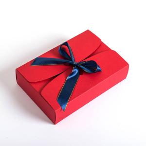 Foldable CMYK 4C Kraft Paper Packaging Box With Ribbon Bowknot