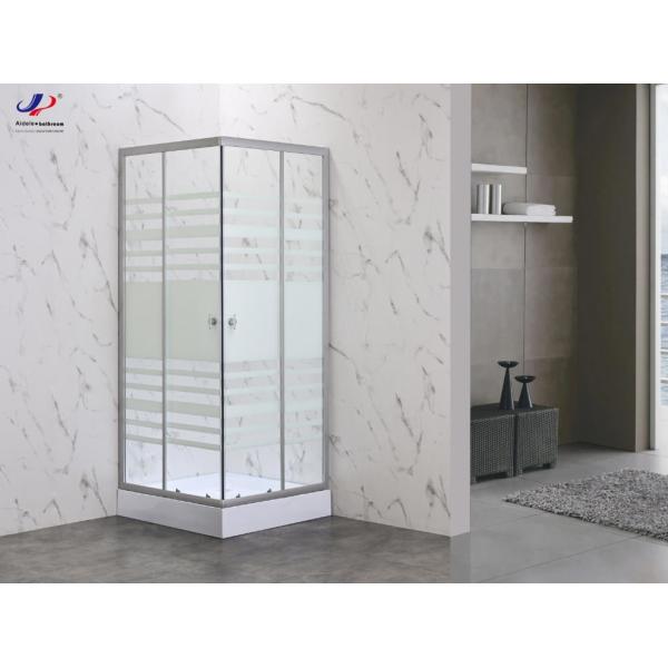 Buy cheap Durable Square Shower enclosure with White block striped Glass and Aluminium Frame from wholesalers