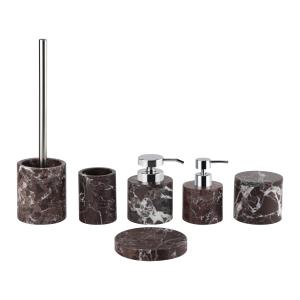 Buy cheap Purple Marble Bathroom Accessories Set Round Marble Hand Soap Dispenser White Veins from wholesalers