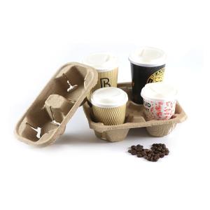 Buy cheap 4 Cup Disposable Coffee Tray Biodegradable and Compostable Cup Holder Durable Drink Carrier for Hot or Cold Drinks from wholesalers
