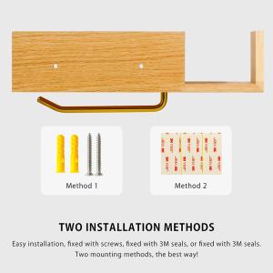 Buy cheap Sustainable Wall Bamboo Toilet Paper Storage Holder With Shelf from wholesalers