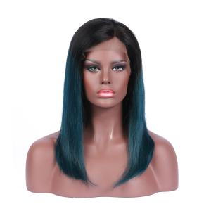 Buy cheap Brazilian Virgin Hair Lace Front Wig Ombre 1B/green from wholesalers