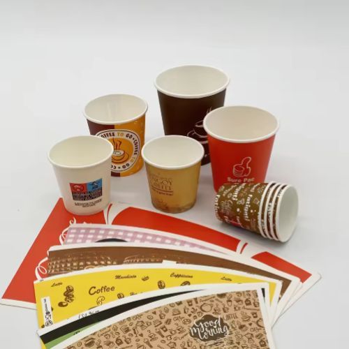 Disposable Custom Printed Single Double PE Coated Paper Cup Fan For Beverage
