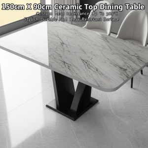 Buy cheap 150cm X 90cm Ceramic Top Dining Table Custom Heat Resistance Up To 300°C Stylish Durable And Heat Resistant Surface from wholesalers