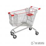 Buy cheap 4 Wheels Steel Shopping Cart Trolley 100L for Supermarket Chrome Surface from wholesalers