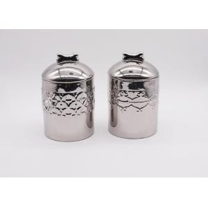 Electroplated Silver Plating Ceramic Pet Treat Jar , Airtight Food Canisters