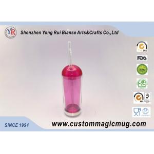 Buy cheap Stadium Ice Cold Double Layer Plastic Drinking Cups With Straw And Lid product