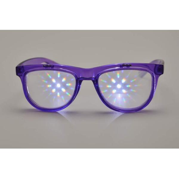 Quality Purple Frame 3D Fireworks Glasses , Plastic Diffraction Glasses for sale