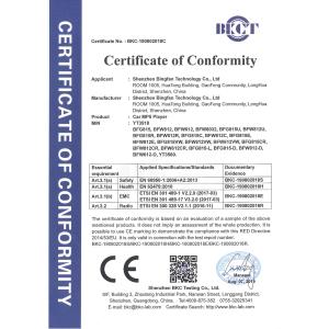 Shenzhen Bingfan Technology Co., Ltd Certifications