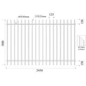 Buy cheap Mitred 45 degree H1800mmxW2450mm 25mm picket diplomat Fencing rails 40mm from wholesalers
