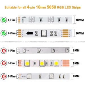 L-Shaped Corner Led Strip Connector Solderless 5050 Rgb Ip20 4 Pin