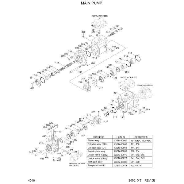 31Q6 10050 R210 7 Hyundai Hydraulic Pump K3V112DT Hydraulic Pump Assembly
