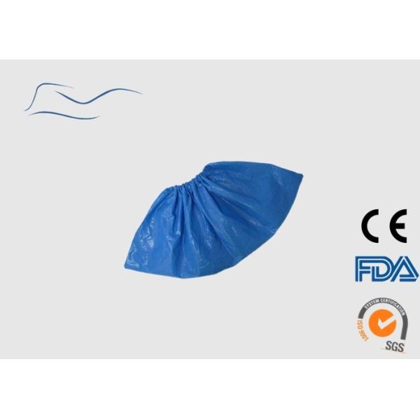 Buy cheap Dark Blue Disposable Polyethylene Shoe Covers Liquid Proof Elastic Ankle from wholesalers