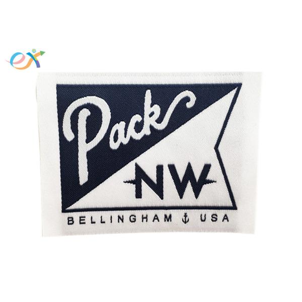 Quality Polyester Fabric Rectangle Paper Coated Woven Patches Size Customized With Laser Cut for sale