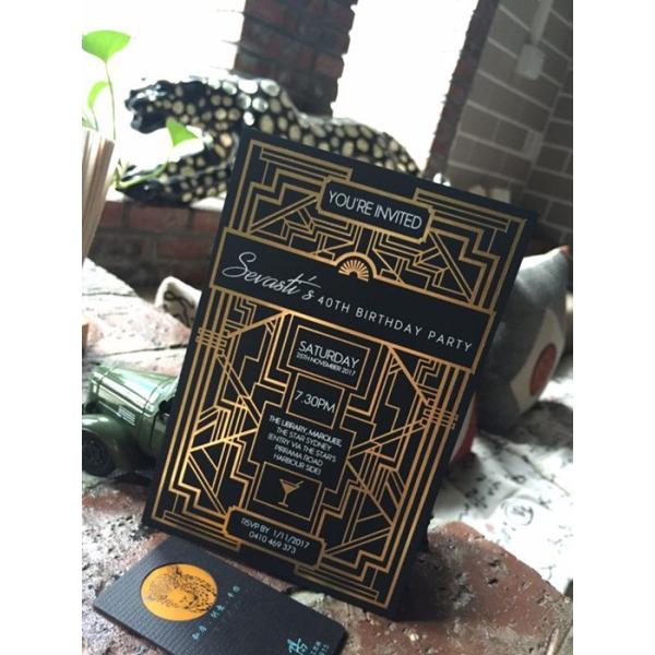 Quality Black And Gold Custom Wedding Invitations , Beautiful Birthday Invitation Card for sale