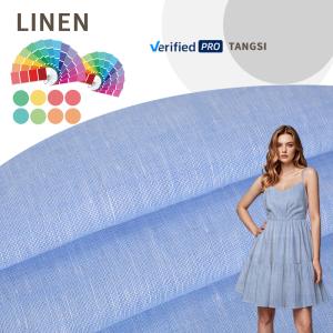 Buy cheap High Quality Latest Fashion Pattern Weave Soft and Breathable Yarn Dyed Woven Fabrics 100% Linen Fabric for Clothing from wholesalers