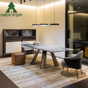 Buy cheap NEXTOP Stainless Steel Marble Top Dining Table Sets Art Base Rectangle from wholesalers