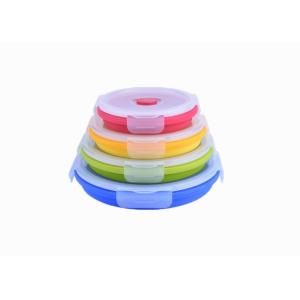 Round Silicone Food Storage Containers / Food Sealed Silicone Lunch Box With