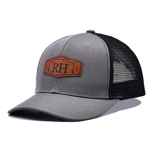 Quality Customizable Cotton-Front Trucker Cap with Sweatband Custom Lether Patch for sale
