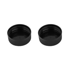 32/400 Black Ribbed Plastic Screw On Cap Sealed Rotating Cap For Cosmetic