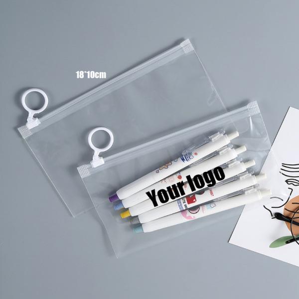 Quality Zipper Plastic Pencil Bags Transparent Customized Printing Available for sale