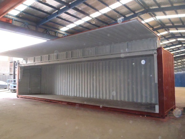 40 Foot Wing Flying Open Side Door Shipping Container with Electric Hydraulic Cylinder CSC Plate and 76.4 CBM Capacity