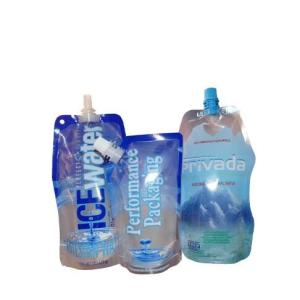 China Liquid Packing Stand Up Custom Printing Disposable Drinking Water Plastic Pouch Bag With Spout on sale
