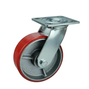 China 837lbs Load Capacity Iron PU Caster Wheel With Zinc Painted Bracket Surface Treatment For Heavy Duty Industrial Machinery on sale