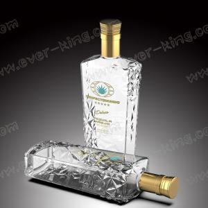 Buy cheap Transparent Embossing Premium Bespoke Tequila Rectangular Bottle from wholesalers