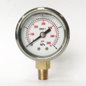 Buy cheap 40mm 4 MPa 600 psi Radial Mounting Stainless Steel Pressure Gauge Liquid Fillable from wholesalers