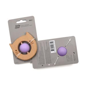 Buy cheap Portable 8cm Wooden Silicone Teether Rattle Rotation Ball Kitty Shape from wholesalers