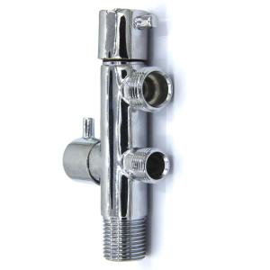 China Full copper-zinc alloy handle with one in and two out multi-function three-way angle valve washing machine faucet on sale