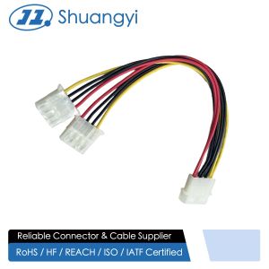 Buy cheap Product Title (≈25 words) 4pin power splitter connector cable, male to dual female wire harness, electrical terminals for PSU, SATA,automotive, internal computer power transmission customization from wholesalers