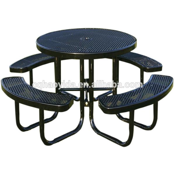 Factory Price Outdoor Dining Coffee Table Metal Round Picnic Table and Bench