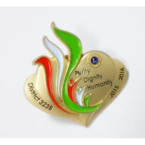 Brass stamped with soft enamel ,plating gold size 25mm dia , with butterfly