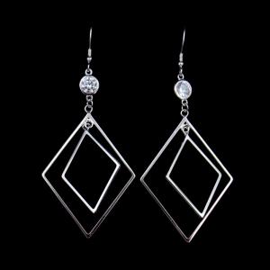 Buy cheap Custom Made Silver Cubic Zirconia Earrings Jewelry With Logo Printed from wholesalers
