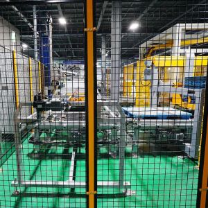 Robotic Palletizing System That Marshals First and Then Palletizer for Beverage