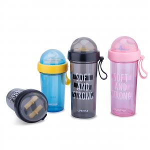 China New design Tritan Sport Gym Plastic Water Bottle double drink dual-use personality water cup milk Cup Bpa Free on sale