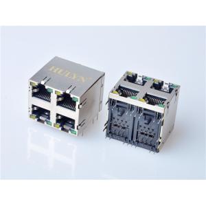 HULYN RJ45Jack, Shielded RJ45 Modular Jack Connector,with LEDs, 2x2 Ports,RJ45