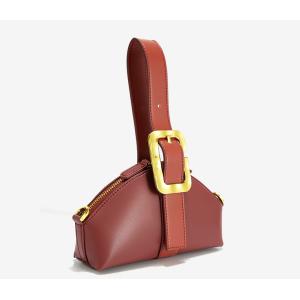 Buy cheap 21cm Mini Dark Red Handbag Lockable Strap Shell Tote Bag from wholesalers