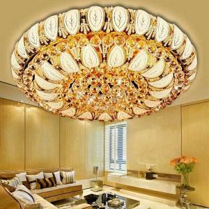 Round Gold Flush crystal ceiling lights Lamp Fixtures For indoor home Lighting
