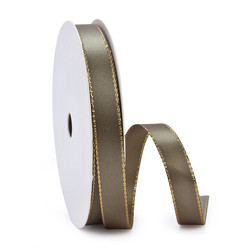 Buy cheap 25mm Double Face Webbing for Packing 100% Polyester Gold/Silver Metallic Edged Satin Ribbon from wholesalers