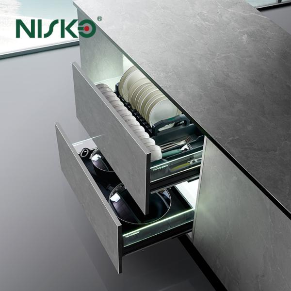 Buy cheap 2-Tiers Bowl Dish Pull out Basket Kitchen Cabinet Cutlery Storage with LED Light from wholesalers