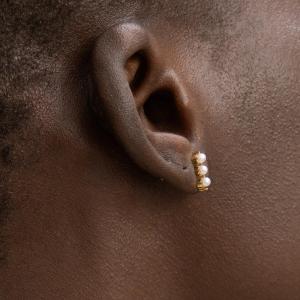 18K Gold Plating Pearl Stud Earrings Sterling Silver with Customized Logo