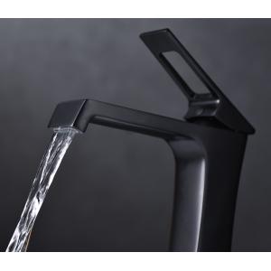 Buy cheap bathroom Black Waterfall Mixer Taps Ceramic Valve Desk Mounted from wholesalers