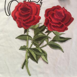 Buy cheap Apparel Accessories Red Rose Embroidery Lace Applique Hot  Fix Motif from wholesalers
